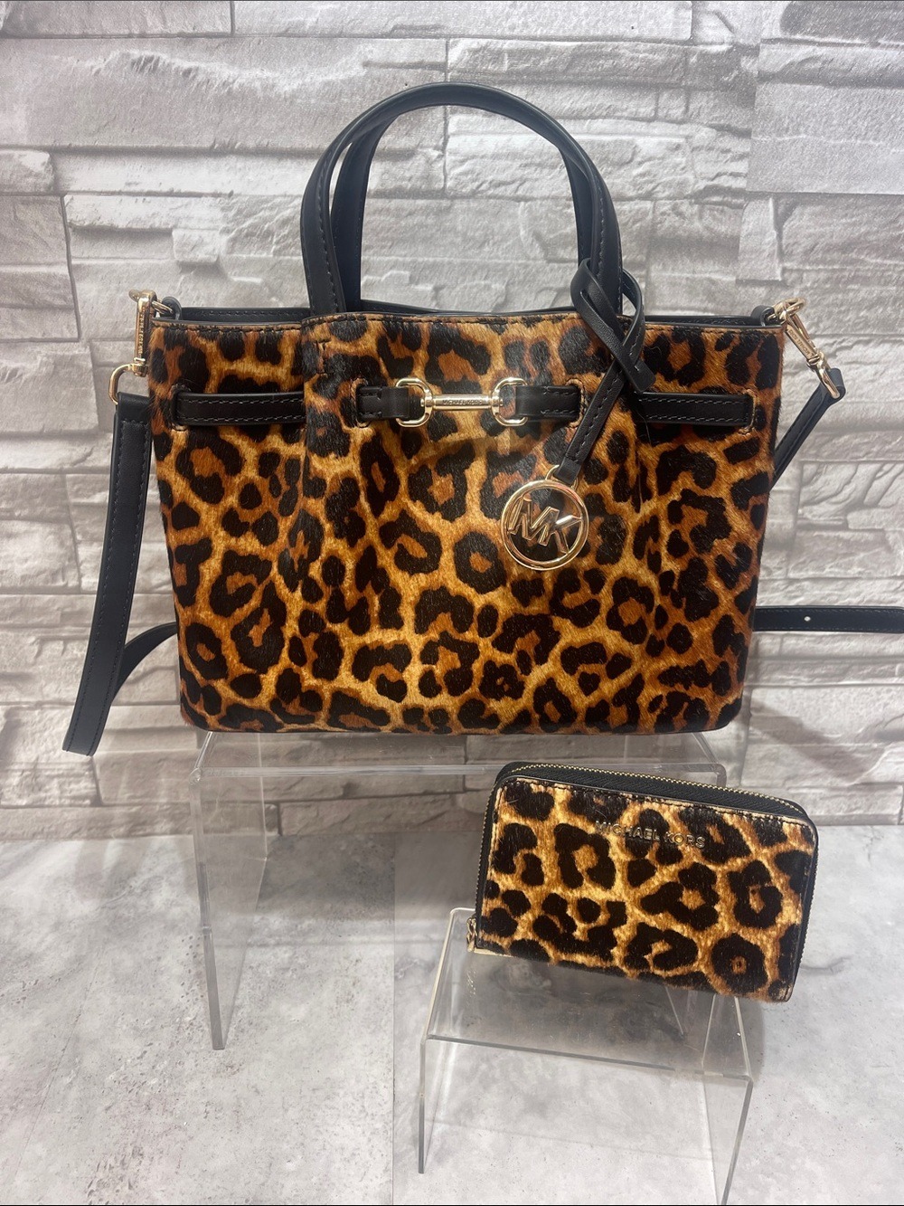 Michael Kors Carson Leopard Print Satchel & Matching Wallet